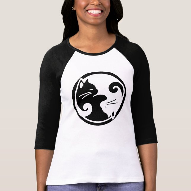 Yin Yang Cats Raglan Sleeve Tee (Front)