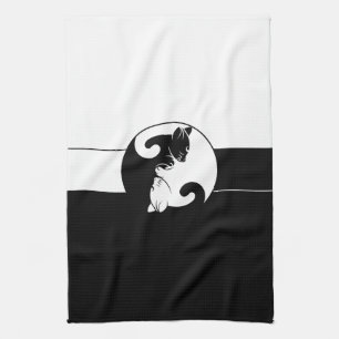 Yin yang cats tea towel