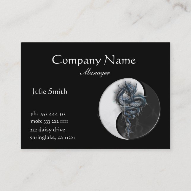 Yin Yang Chinese Dragon Business Card (Front)