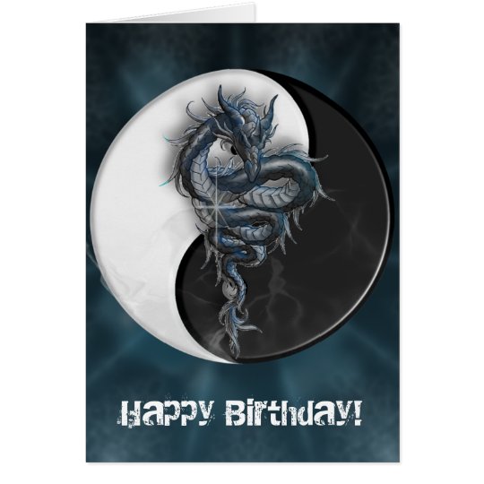 Yin Yang Chinese Dragon Customisable Greeting Card