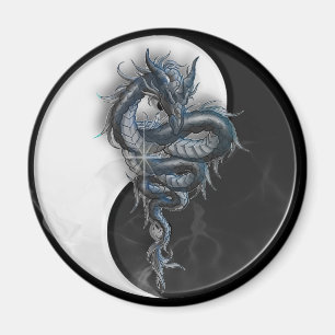 Yin Yang Chinese Dragon Round Magnet