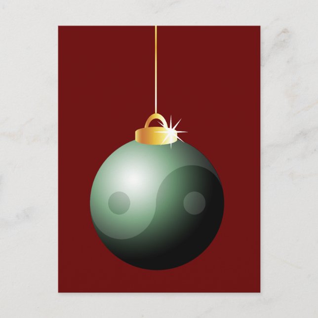 Yin Yang Christmas Ball Holiday Postcard (Front)