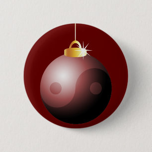 Yin Yang Christmas Ball in Red 6 Cm Round Badge