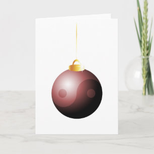 Yin Yang Christmas Ball in Red Holiday Card