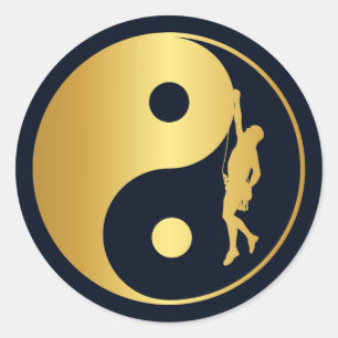 Yin & Yang Climber (gold) Classic Round Sticker