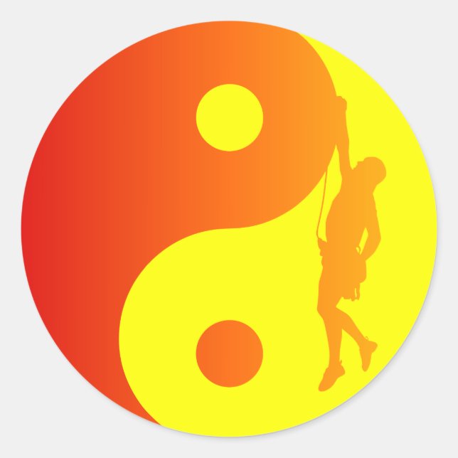 Yin & Yang Climber (Sunburst) Classic Round Sticker (Front)