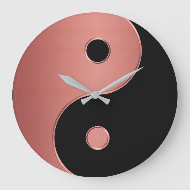 Yin Yang Clock in Copper or Clay and Black (Front)