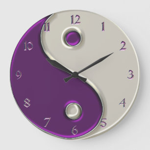 Yin Yang Clock in Purple and While
