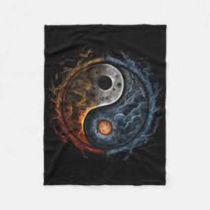 Yin Yang Cosmic Duality Art For Meditation And Pea Fleece Blanket