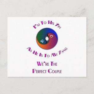 Yin Yang Couple Her TO Him Verse Postcard