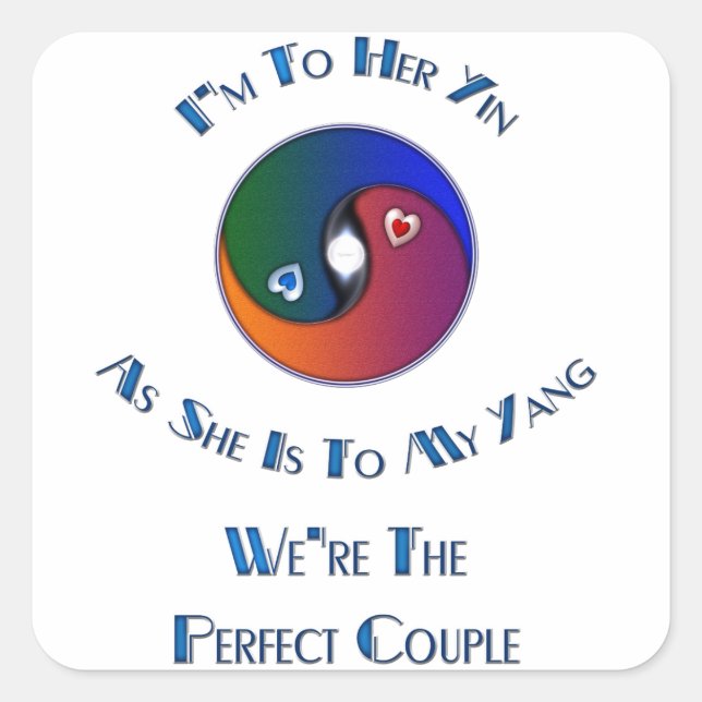 Yin Yang Couple Him To Her Verse Square Sticker (Front)