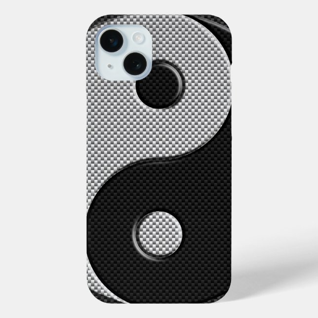 Yin Yang Design in Carbon Fibre Print Style Case-Mate iPhone Case (Back)
