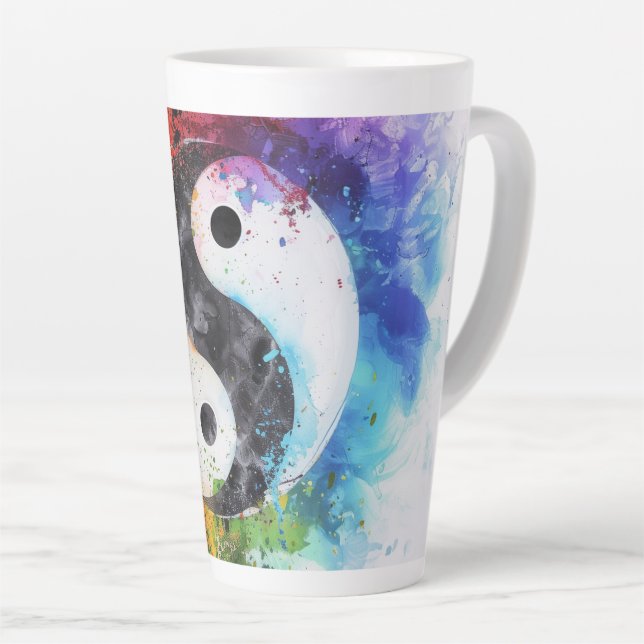 Yin Yang Digital Art Latte Mug (Right Angle)