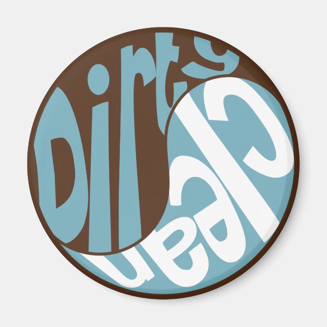 Yin Yang Dirty Clean Dishwasher Magnet Brown/Blue (Front)