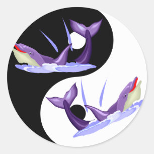 Yin Yang Dolphins Classic Round Sticker
