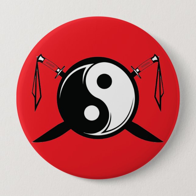 Yin Yang Double Broadsword 10 Cm Round Badge (Front)