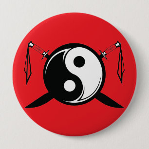 Yin Yang Double Broadsword 10 Cm Round Badge