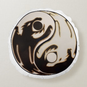 Yin yang Double Dragon Round Cushion