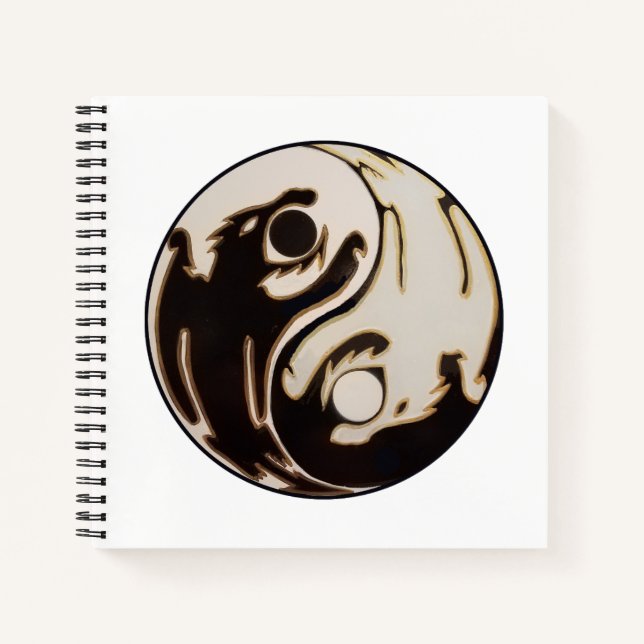 Yin yang Double Dragon Spiral Notebook (Front)