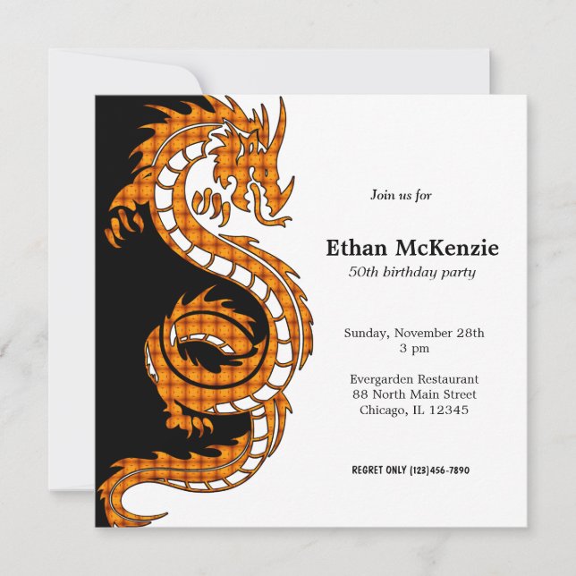 Yin Yang Dragon birthday theme Invitation (Front)