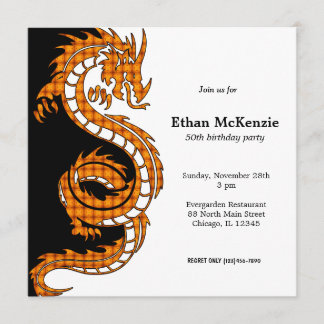 Yin Yang Dragon birthday theme Invitation