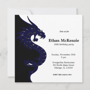 Yin Yang Dragon birthday theme Invitation