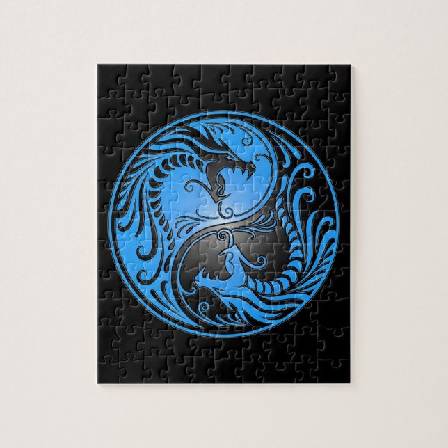 Yin Yang Dragons, blue and black Jigsaw Puzzle (Vertical)