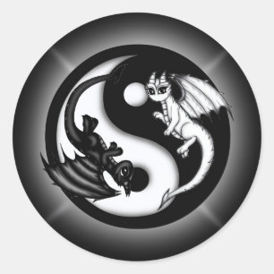 Yin Yang Dragons Classic Round Sticker