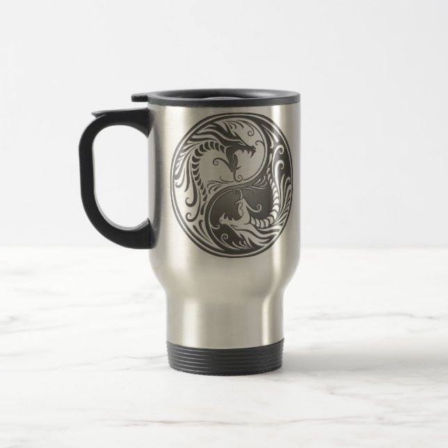 Yin Yang Dragons, dark Travel Mug (Left)