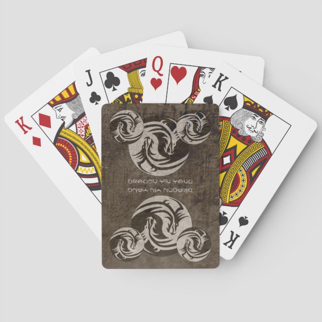 Yin Yang Dragons emblem Playing Cards (Back)