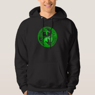 Yin Yang Dragons, green Hoodie