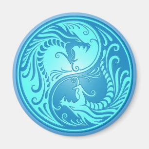 Yin Yang Dragons, light blue Magnet