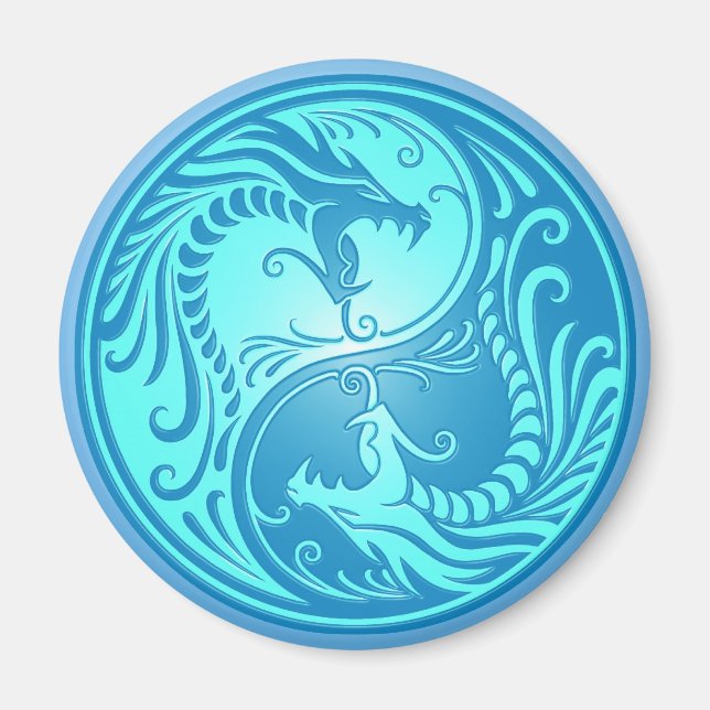 Yin Yang Dragons, light blue Magnet (Front)