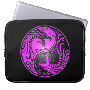 Yin Yang Dragons, purple and black Laptop Sleeve