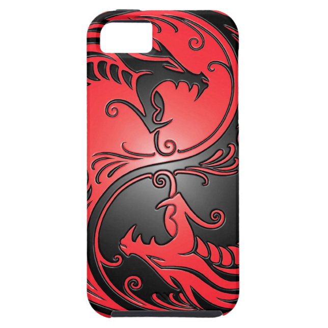 Yin Yang Dragons, red and black Case-Mate iPhone Case (Back)