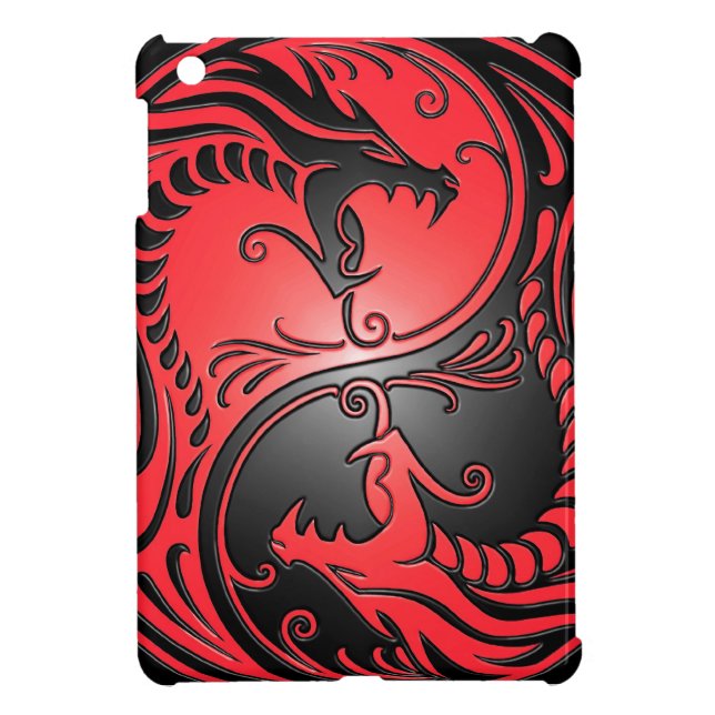 Yin Yang Dragons, red and black iPad Mini Case (Back)