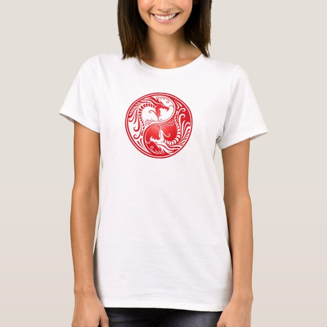 Yin Yang Dragons, red T-Shirt (Front)
