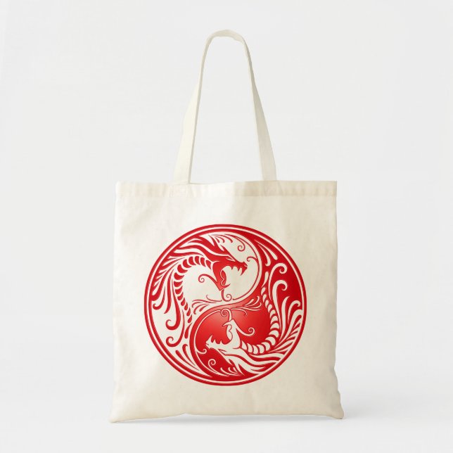 Yin Yang Dragons, red Tote Bag (Front)