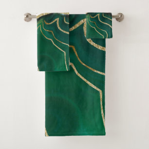 Yin Yang Emerald Black Agate Gold Glam #1 #gem #ar Bath Towel Set