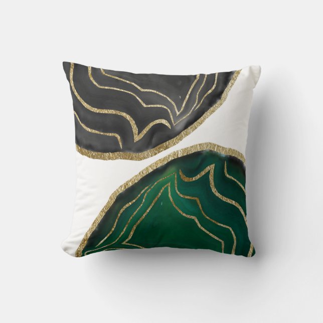 Yin Yang Emerald Black Agate Gold Glam #1 #gem #de Cushion (Front)