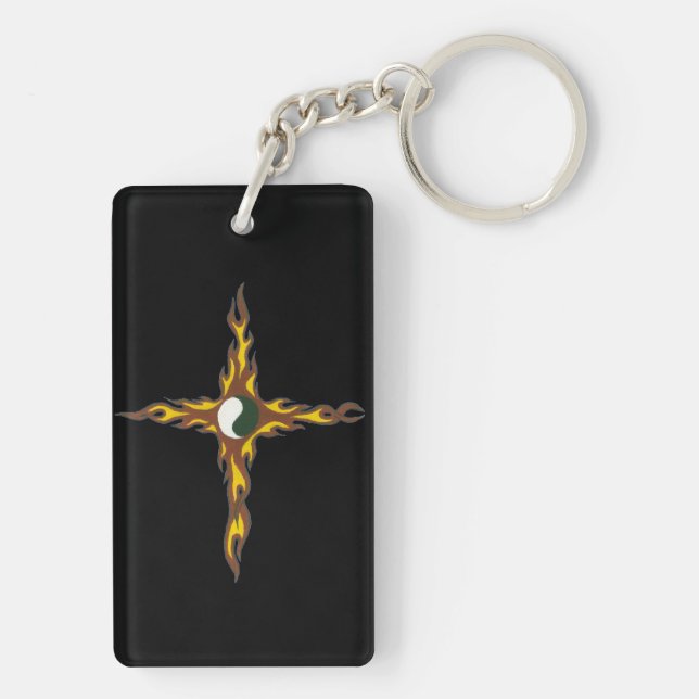 Yin Yang Fire Cross Key Ring (Back)