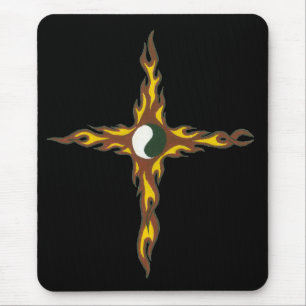 Yin Yang Fire Cross Mouse Pad