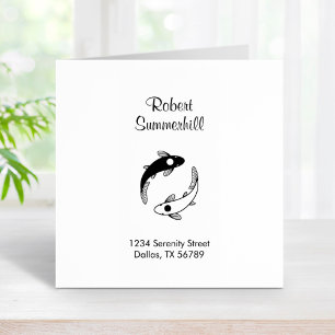 Yin-Yang Fish Address Rubber Stamp
