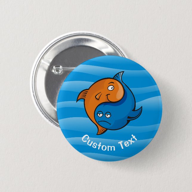 Yin Yang Fish Cartoon 6 Cm Round Badge (Front & Back)