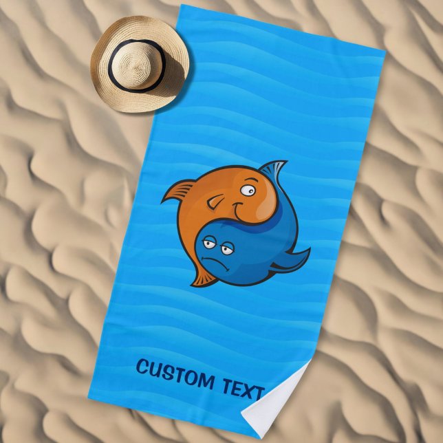 Yin Yang Fish Cartoon Beach Towel (Creator Uploaded)