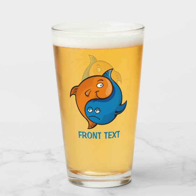 Yin Yang Fish Cartoon Glass (Front Filled)