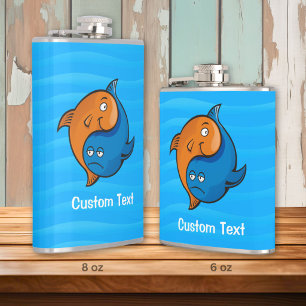 Yin Yang Fish Cartoon Hip Flask