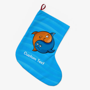 Yin Yang Fish Cartoon Large Christmas Stocking