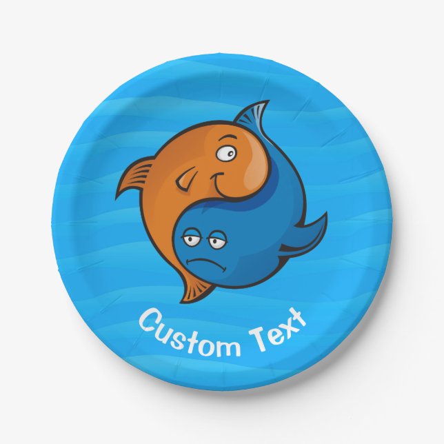 Yin Yang Fish Cartoon Paper Plate (Front)