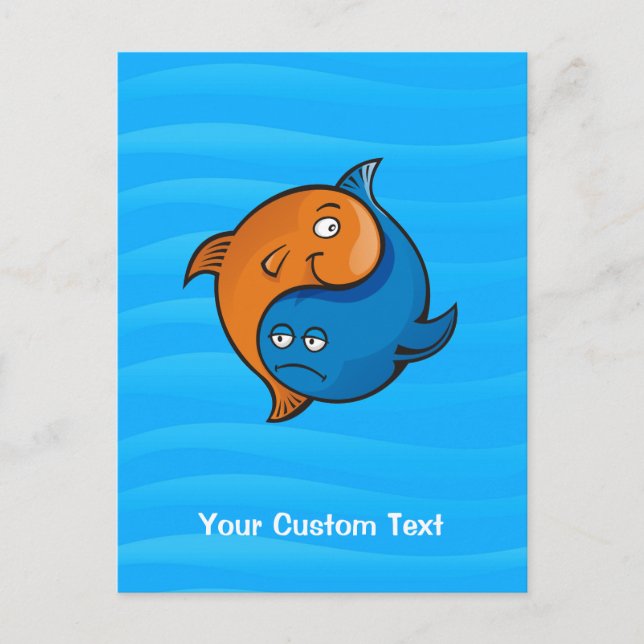 Yin Yang Fish Cartoon Postcard (Front)
